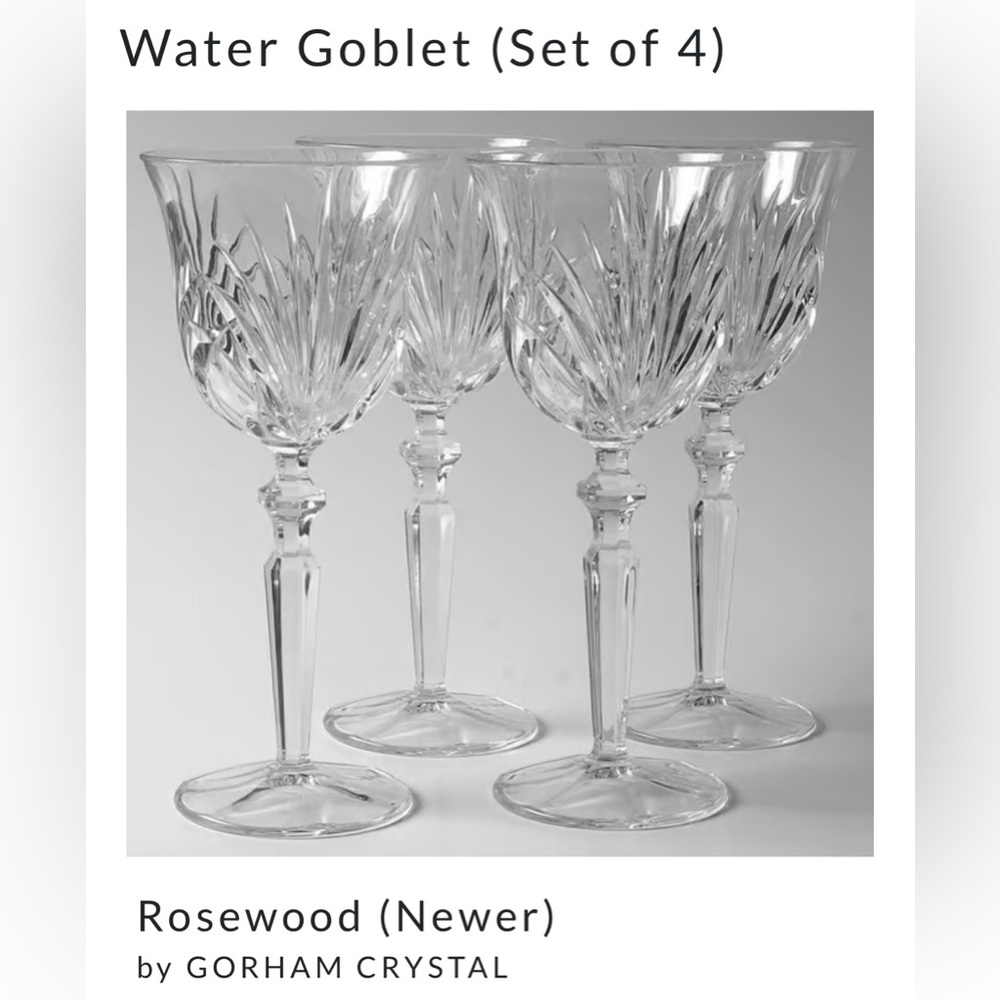 Chrystal stemware. Rosewood Gotham .Newer Water or Wine. Discontinued Pattern.